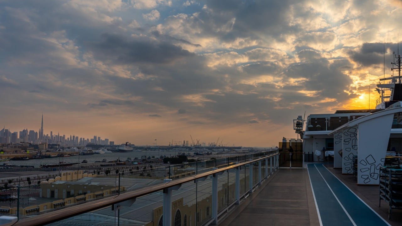 Der Ausblick von der „Mein Schiff 6“, den ein Mitarbeiter geteilt hat. 