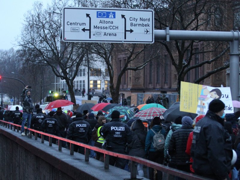 Hamburg Corona Protesten Polizei Kontrolle Masken Demonstration Bußgeld Regeln AfD