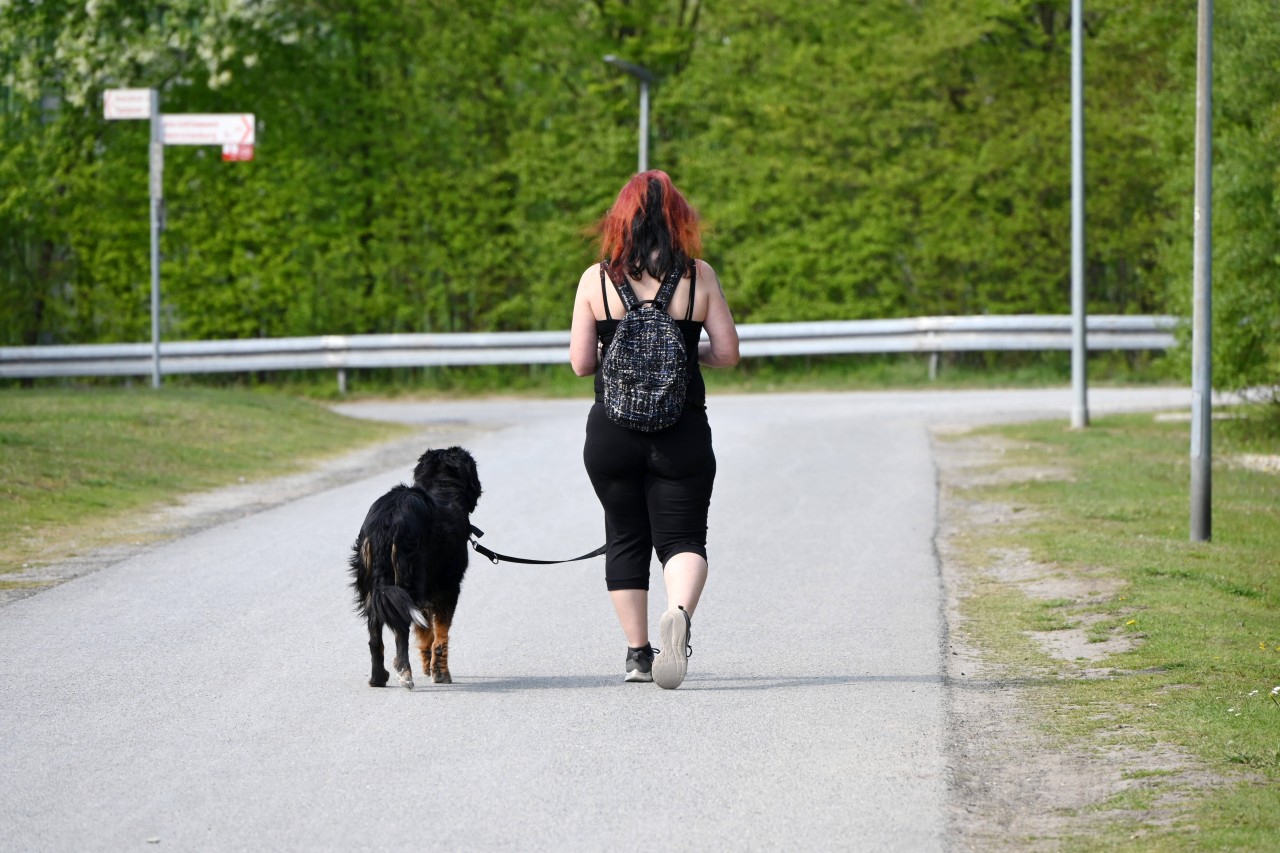 Eine Frau geht mit ihrem Hund spazieren (Symbolfoto).