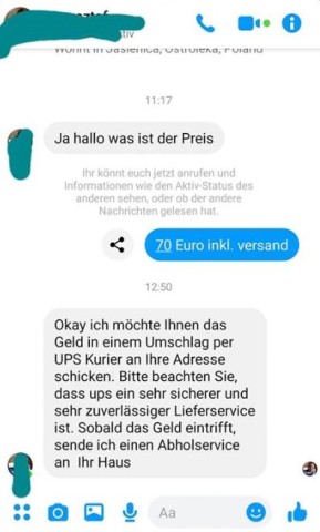 Diese Nachricht hat der Mann aus Hamburg erhalten. 