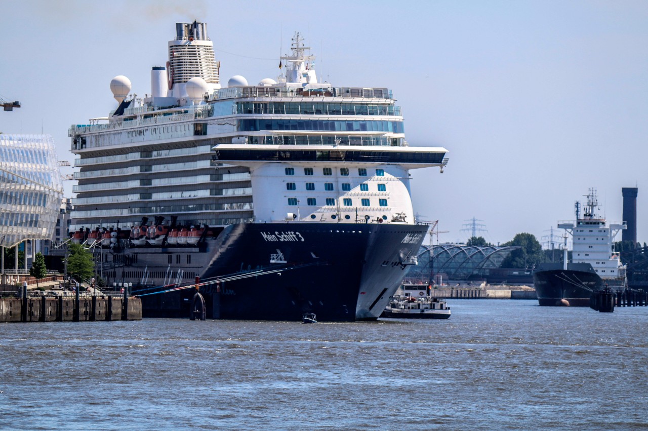 Die „Mein Schiff 3“ liegt im Hafen von Hamburg (Archivbild). 