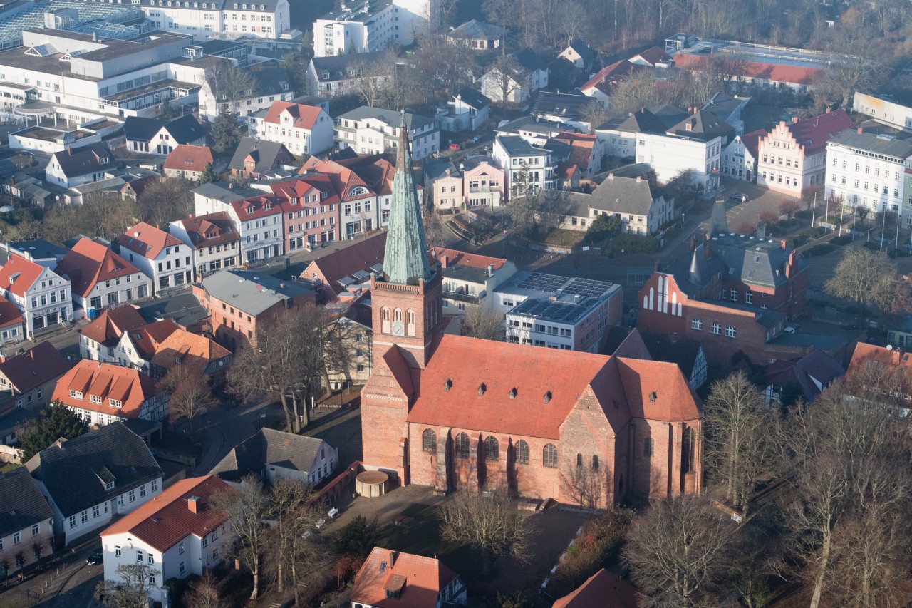 Blick auf das Zentrum von Bergen auf Rügen.