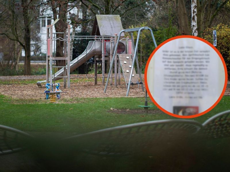 Spielplatz mit Warnhinweis