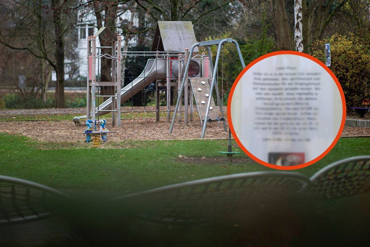 Spielplatz mit Warnhinweis