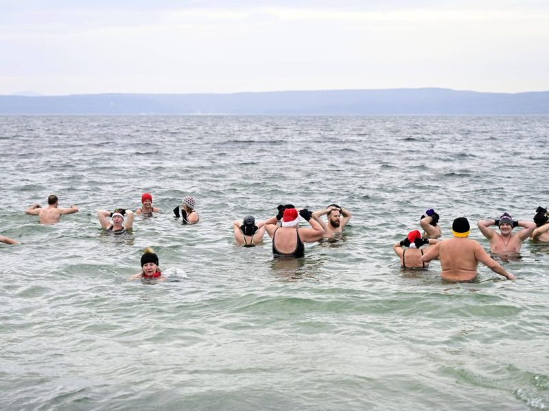 Das Neujahrsbaden in der Nordsee.