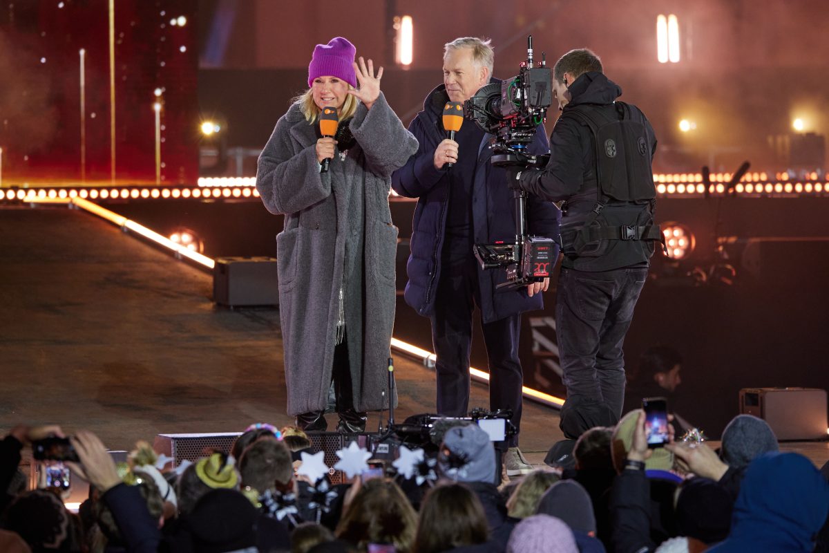 Andrea Kiewel und Johannes B. Kerner bei der alljährlichen ZDF-Silvestershow am Brandenburger Tor.